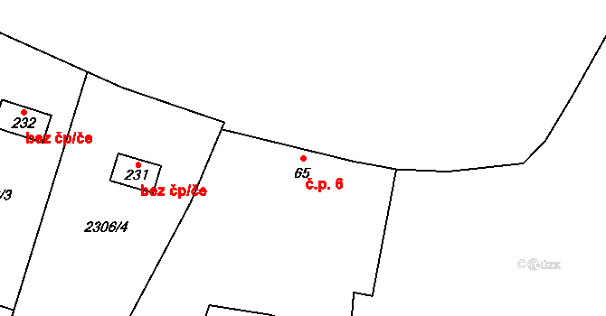 Slabčice 6 na parcele st. 65 v KÚ Slabčice, Katastrální mapa