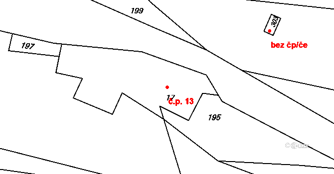 Kunčice 13, Letohrad na parcele st. 17 v KÚ Kunčice u Letohradu, Katastrální mapa