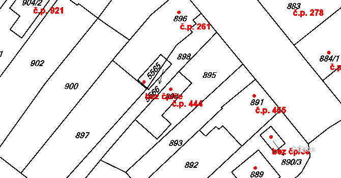 Litomyšlské Předměstí 444, Vysoké Mýto na parcele st. 894 v KÚ Vysoké Mýto, Katastrální mapa
