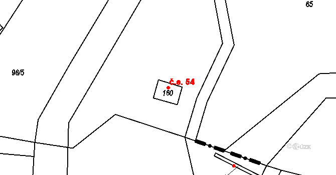 Malá Lečice 54, Bojanovice na parcele st. 160 v KÚ Malá Lečice, Katastrální mapa