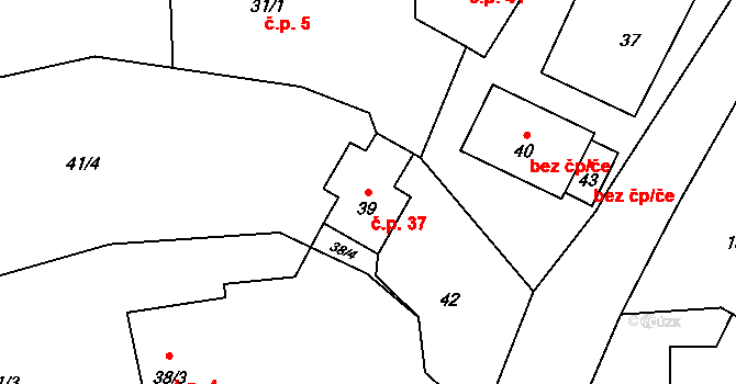 Svinišťany 37, Dolany na parcele st. 39 v KÚ Svinišťany, Katastrální mapa