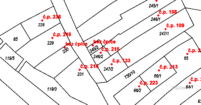 Broumov 215 na parcele st. 246/2 v KÚ Broumov, Katastrální mapa