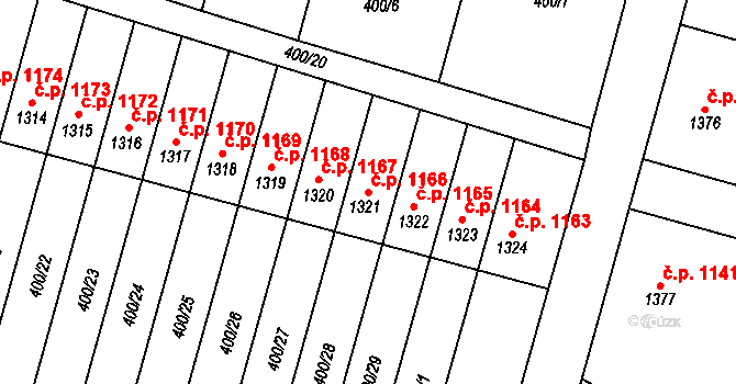 Přelouč 1166 na parcele st. 1321 v KÚ Přelouč, Katastrální mapa