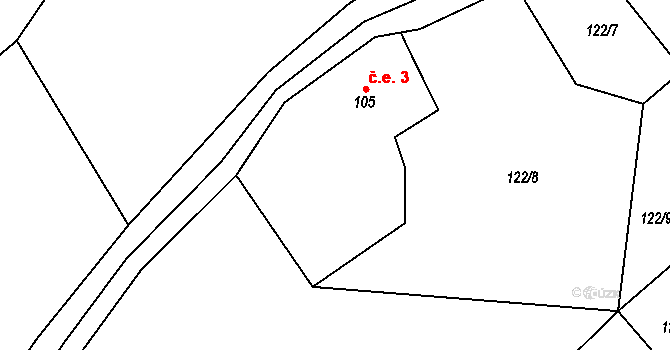 Třemešek 3, Oskava na parcele st. 105 v KÚ Třemešek, Katastrální mapa