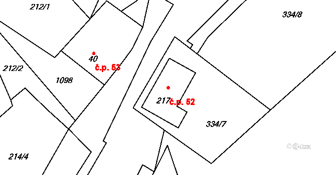 Rychnov nad Malší 52, Dolní Dvořiště na parcele st. 217 v KÚ Rychnov nad Malší, Katastrální mapa