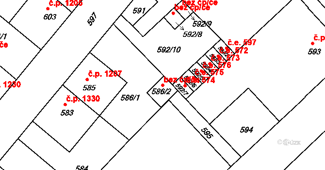 Rumburk 92433863 na parcele st. 586/2 v KÚ Rumburk, Katastrální mapa