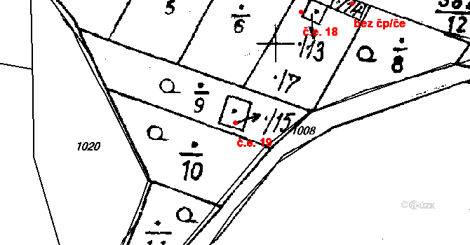 Vlkýš 19, Heřmanova Huť na parcele st. 582/15 v KÚ Vlkýš, Katastrální mapa