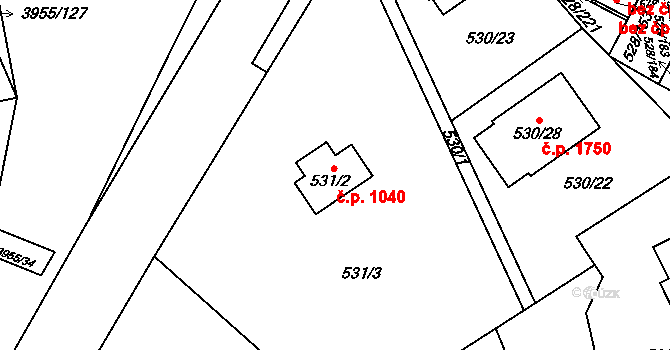 Chotěboř 1040 na parcele st. 531/2 v KÚ Chotěboř, Katastrální mapa