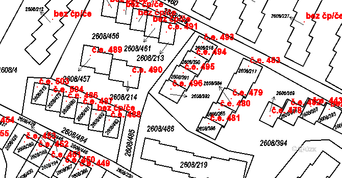 Staré Splavy 496, Doksy na parcele st. 2608/392 v KÚ Doksy u Máchova jezera, Katastrální mapa