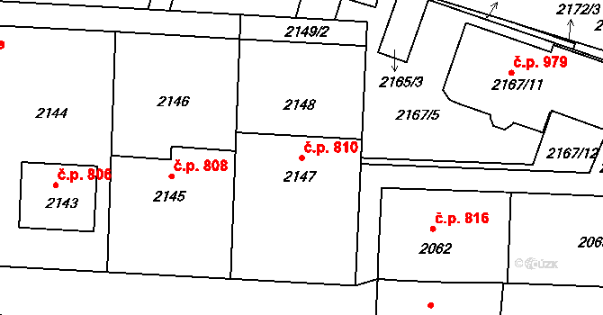 Valtice 810 na parcele st. 2147 v KÚ Valtice, Katastrální mapa