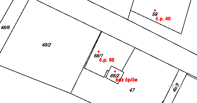Prokopov 50 na parcele st. 68/1 v KÚ Prokopov, Katastrální mapa