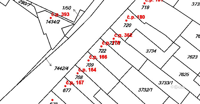 Telč-Podolí 176, Telč na parcele st. 722 v KÚ Telč, Katastrální mapa