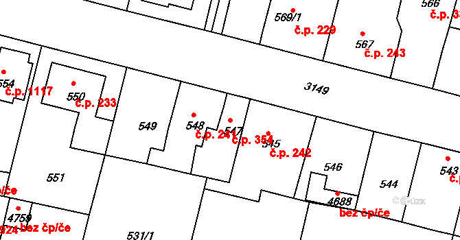 Čelákovice 354 na parcele st. 547 v KÚ Čelákovice, Katastrální mapa