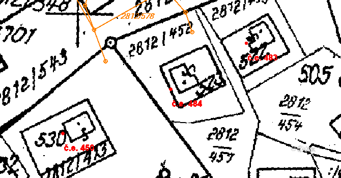 Tvarožná Lhota 484 na parcele st. 523 v KÚ Tvarožná Lhota, Katastrální mapa