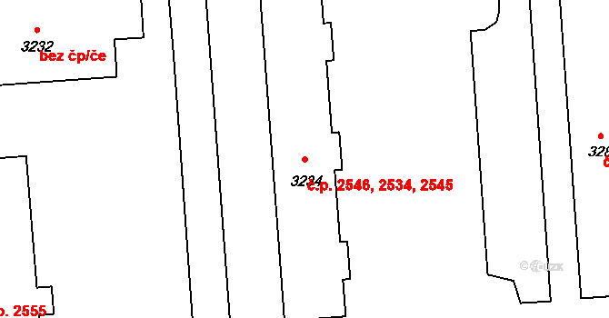 Kročehlavy 2534,2545,2546, Kladno na parcele st. 3234 v KÚ Kročehlavy, Katastrální mapa