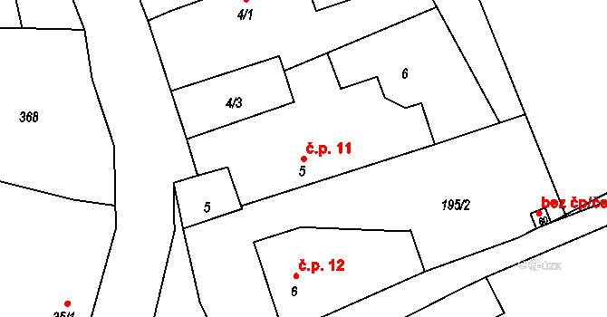 Štěnkov 11, Třebechovice pod Orebem na parcele st. 5 v KÚ Štěnkov, Katastrální mapa