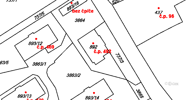 Cvikov II 492, Cvikov na parcele st. 892 v KÚ Cvikov, Katastrální mapa