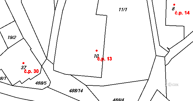 Bezník 13, Borek na parcele st. 10 v KÚ Bezník, Katastrální mapa