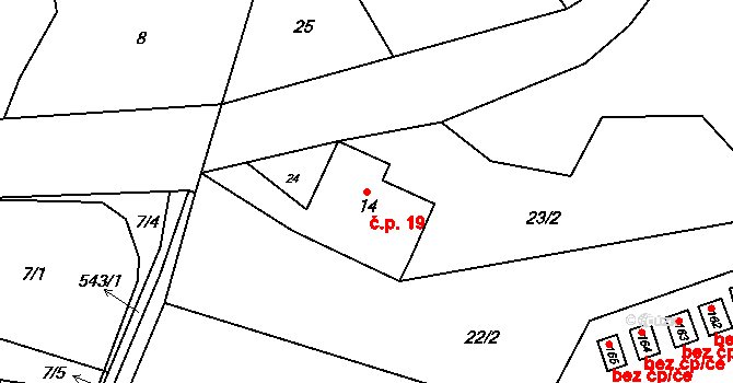 Horní Orlice 19, Červená Voda na parcele st. 14 v KÚ Horní Orlice, Katastrální mapa