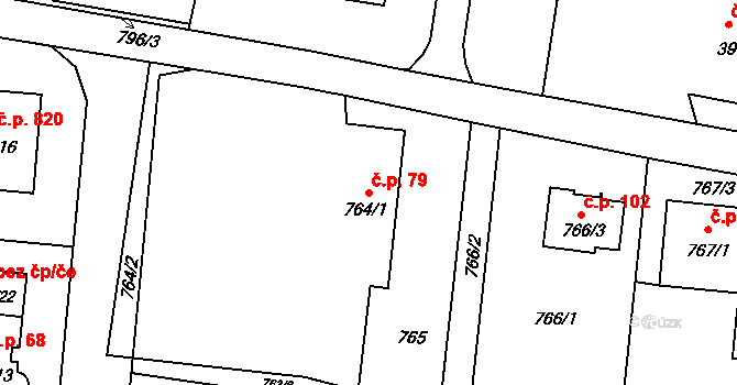 Skřečoň 79, Bohumín na parcele st. 764/1 v KÚ Skřečoň, Katastrální mapa