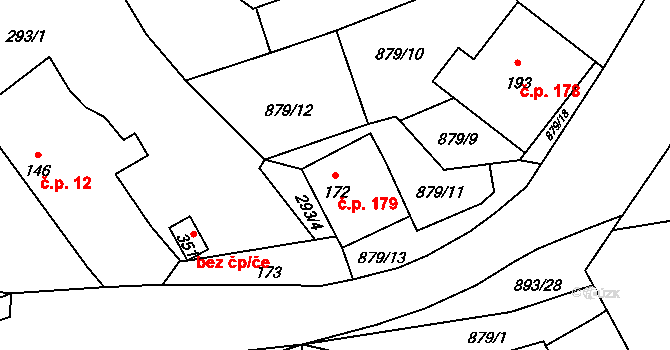 Hořepník 179 na parcele st. 172 v KÚ Hořepník, Katastrální mapa