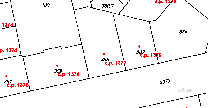 Nusle 1377, Praha na parcele st. 388 v KÚ Nusle, Katastrální mapa