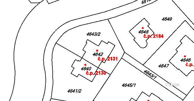 Smíchov 2131, Praha na parcele st. 4642 v KÚ Smíchov, Katastrální mapa