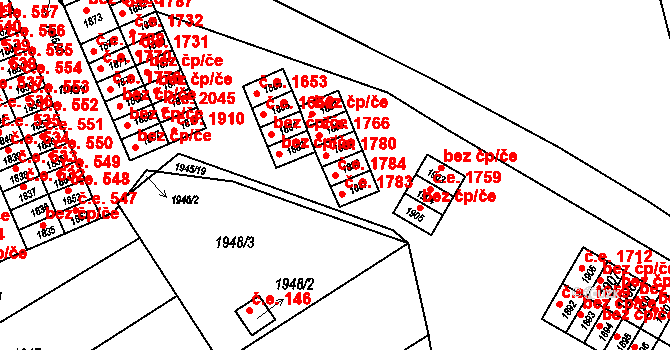 Jirkov 1784 na parcele st. 1888 v KÚ Jirkov, Katastrální mapa