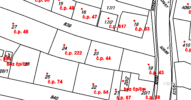 Doudlevce 44, Plzeň na parcele st. 23 v KÚ Doudlevce, Katastrální mapa