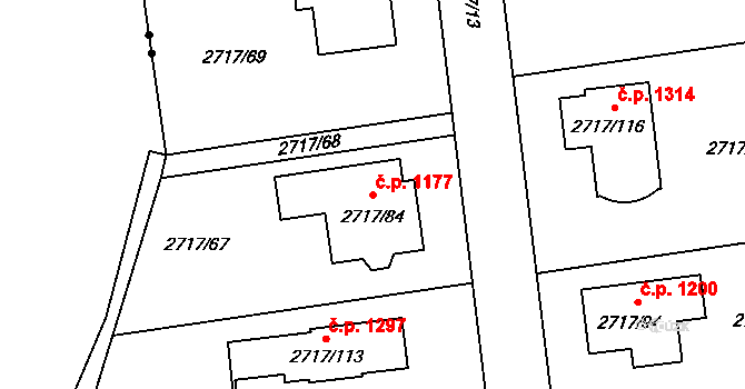 Kylešovice 1177, Opava na parcele st. 2717/84 v KÚ Kylešovice, Katastrální mapa