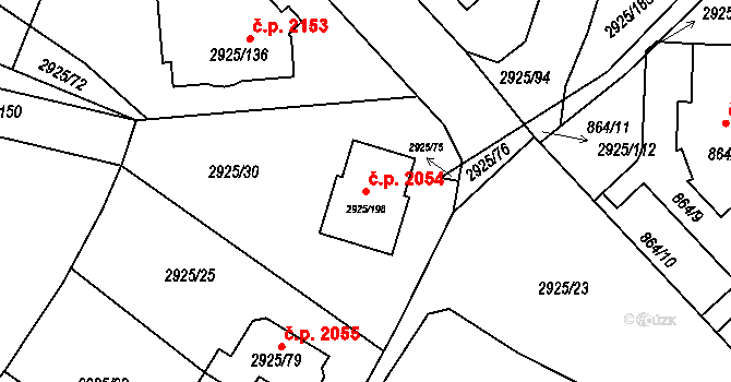Pelhřimov 2054 na parcele st. 2925/198 v KÚ Pelhřimov, Katastrální mapa