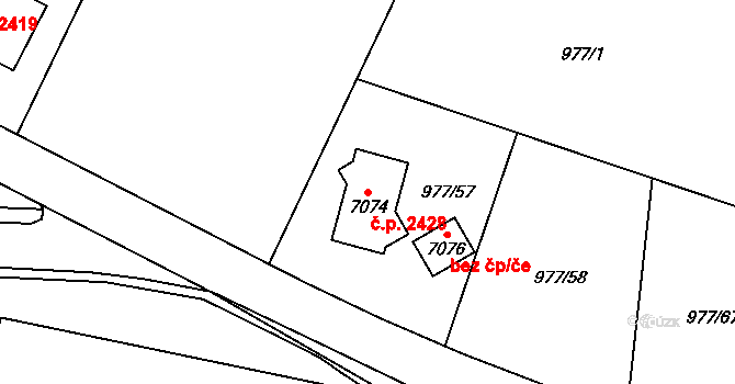 Cheb 2428 na parcele st. 7074 v KÚ Cheb, Katastrální mapa