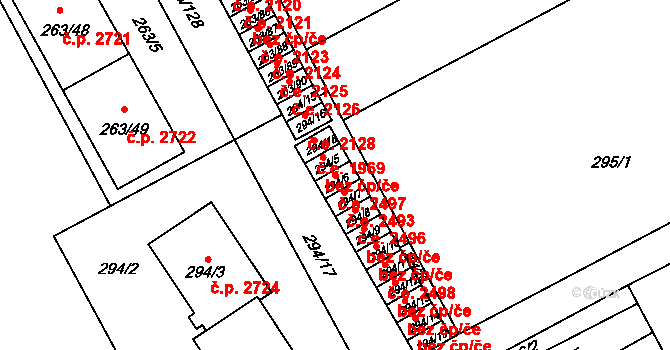 Znojmo 2497 na parcele st. 294/6 v KÚ Znojmo-Louka, Katastrální mapa