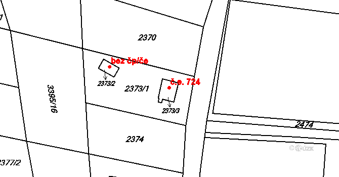 Poruba 724, Orlová na parcele st. 2373/3 v KÚ Poruba u Orlové, Katastrální mapa