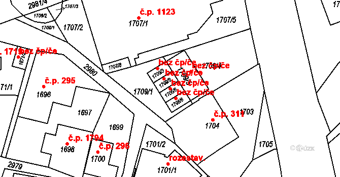Rychnov nad Kněžnou 38489864 na parcele st. 1706/5 v KÚ Rychnov nad Kněžnou, Katastrální mapa