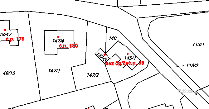 Velké Březno 38860864 na parcele st. 147/3 v KÚ Valtířov nad Labem, Katastrální mapa