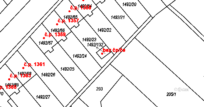 Brumov-Bylnice 38883864 na parcele st. 1492/132 v KÚ Bylnice, Katastrální mapa