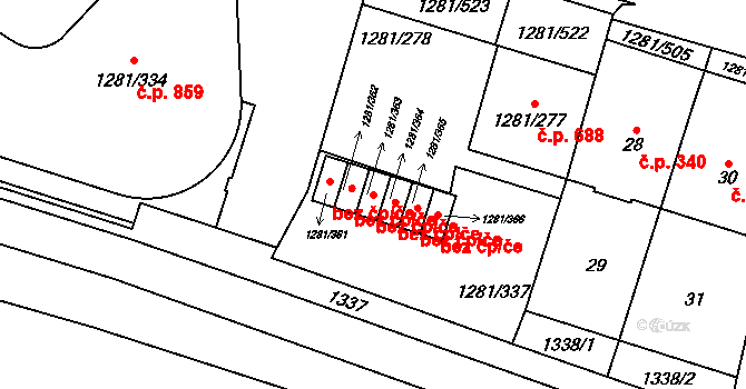 Praha 42973864 na parcele st. 1281/363 v KÚ Vokovice, Katastrální mapa