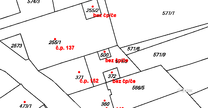 Horní Věstonice 43563864 na parcele st. 500 v KÚ Horní Věstonice, Katastrální mapa