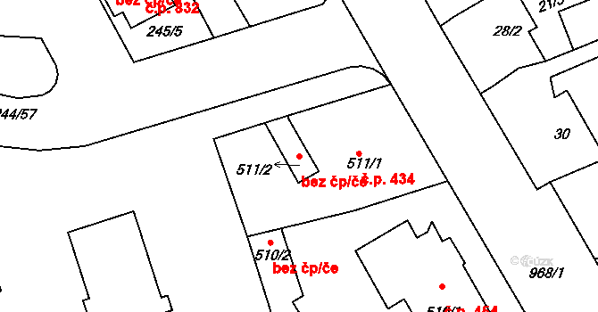 Valašské Meziříčí 45710864 na parcele st. 511/2 v KÚ Krásno nad Bečvou, Katastrální mapa