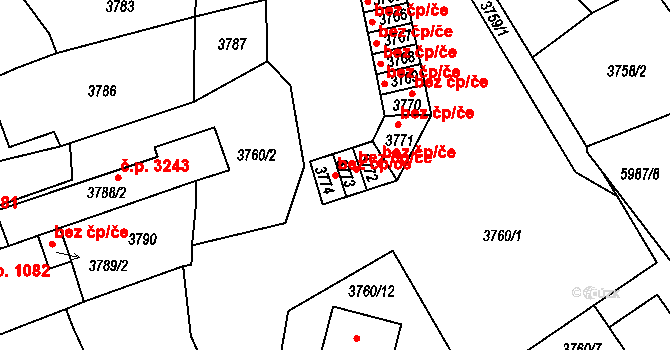 Česká Lípa 45889864 na parcele st. 3774 v KÚ Česká Lípa, Katastrální mapa