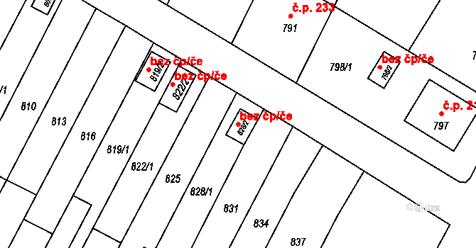 Bystřice pod Hostýnem 47567864 na parcele st. 828/2 v KÚ Rychlov u Bystřice pod Hostýnem, Katastrální mapa