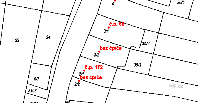 Žeravice 48441864 na parcele st. 3/2 v KÚ Žeravice u Kyjova, Katastrální mapa