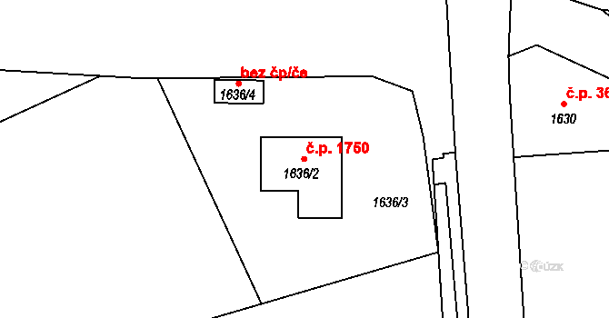 Frýdlant 1750, Frýdlant nad Ostravicí na parcele st. 1636/2 v KÚ Frýdlant nad Ostravicí, Katastrální mapa