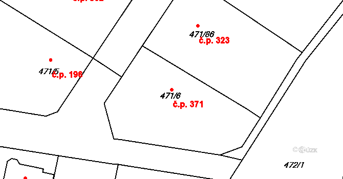 Křeslice 371, Praha na parcele st. 471/6 v KÚ Křeslice, Katastrální mapa