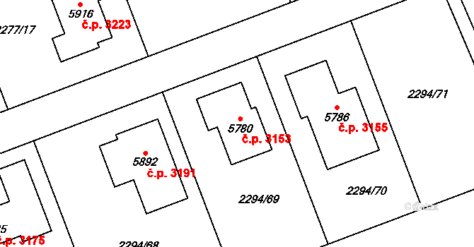 Dvůr Králové nad Labem 3153 na parcele st. 5780 v KÚ Dvůr Králové nad Labem, Katastrální mapa