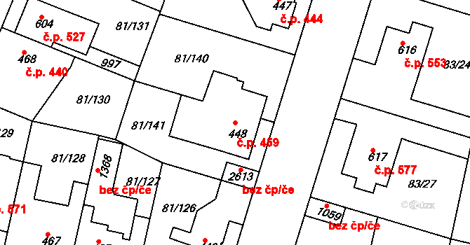 Lobeček 459, Kralupy nad Vltavou na parcele st. 448 v KÚ Lobeček, Katastrální mapa