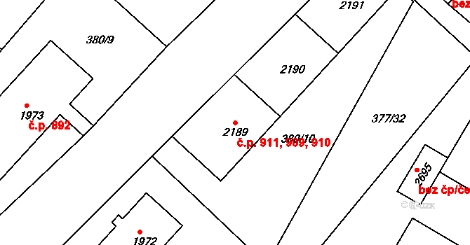 Sušice II 909,910,911, Sušice na parcele st. 2189 v KÚ Sušice nad Otavou, Katastrální mapa