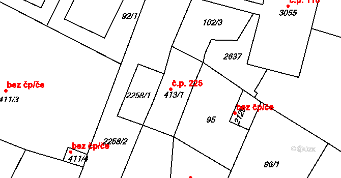 Sušice III 225, Sušice na parcele st. 413/1 v KÚ Sušice nad Otavou, Katastrální mapa