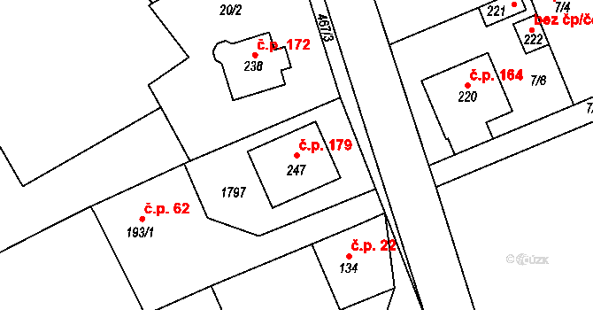 Bílé Podolí 179 na parcele st. 247 v KÚ Bílé Podolí, Katastrální mapa